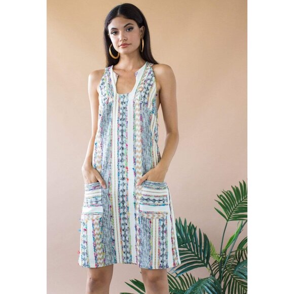 Anthropologie Eva Franco Nina Mini Shift Dress with Pockets  Fez Morocco Stripe - Picture 1 of 4